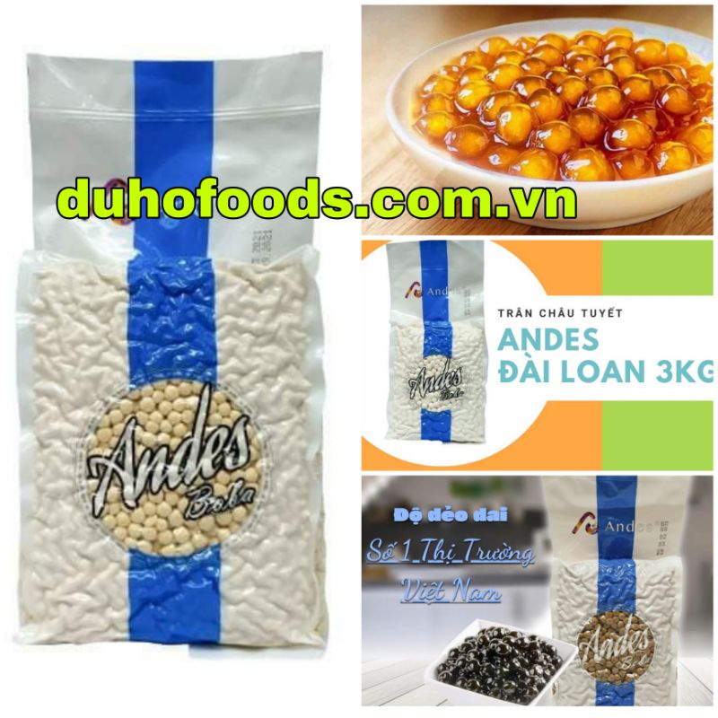 Trân Châu Đài Loan ANDES chia nhỏ bịch 500gr (Caramel,Trắng, Vàng Hoàng Kim)