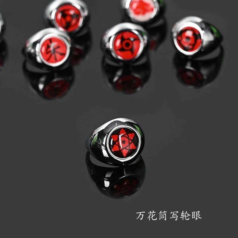 Anime Naruto Ring Cosplay Costumes Acc Badge Kakashi Sasuke Sharingan Ring Set Pendant Cartoon Gift