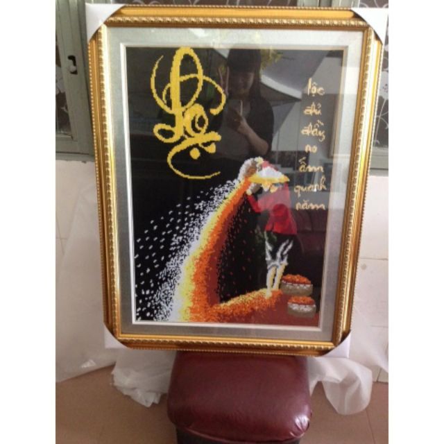 DF177 TRANH ĐÍNH ĐÁ CHỮ LỘC  (CHƯA ĐÍNH) KT: 50X68 CM