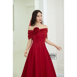 Váy cưới phi nhật đỏ trễ vai DC776PND