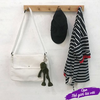 Túi vải đeo chéo nam nữ unisex, Túi canvas đeo chéo unisex ngăn rộng phong cách Hàn Quốc