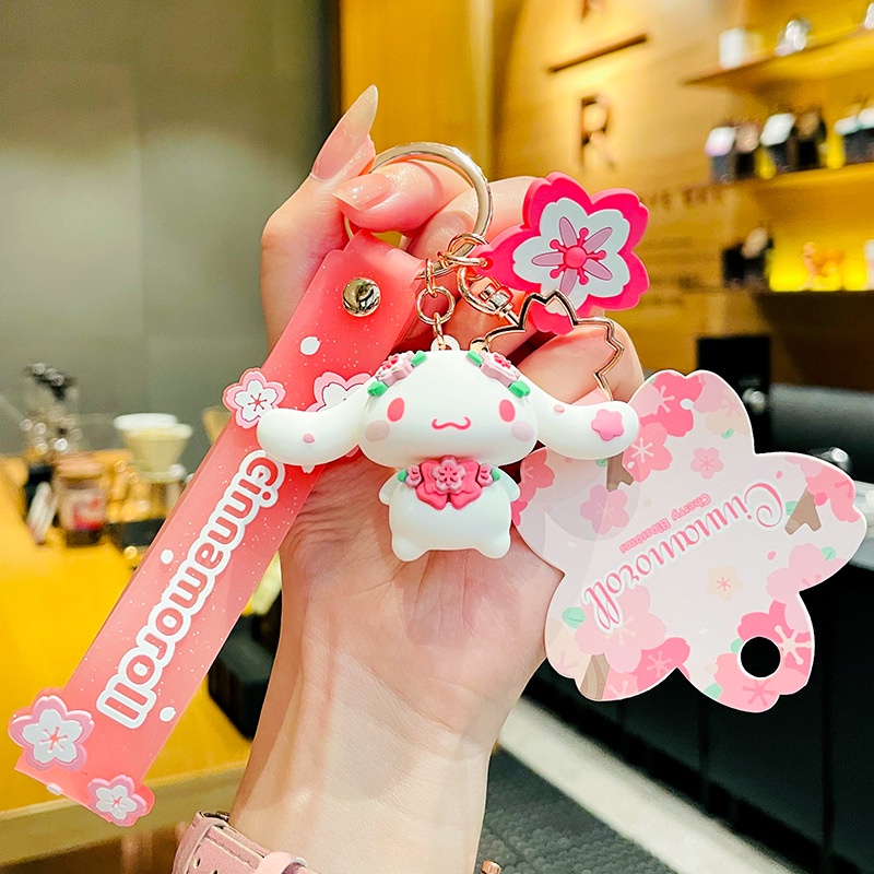 SANRIO Móc Khóa Hình Búp Bê Hello Kitty Màu Hồng Dễ Thương