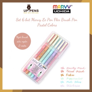 Bộ 6 bút lông đầu cọ viết calligraphy Marvy Le Pen Flex Brush Pen - Pastel Colors