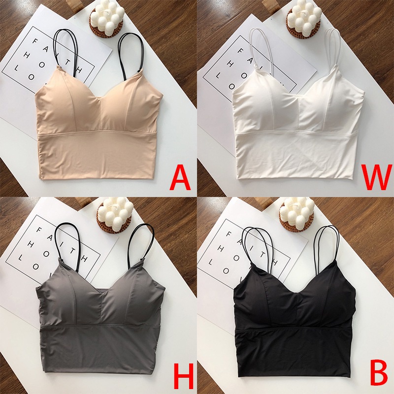 Áo hai dây màu trơn có đệm lót ngực thời trang cho nữ