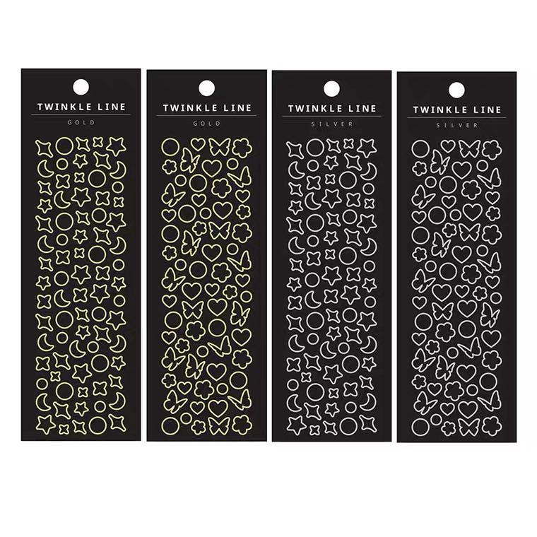 Nhãn dán trang trí ốp điện thoại / nhật ký với họa tiết đa dạng màu vàng và bạc bắt mắt