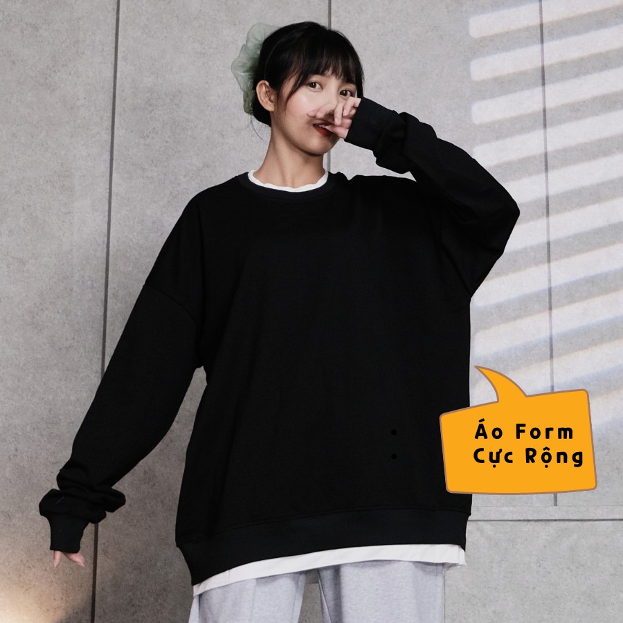 Áo Sweater Nam Nữ Form Rộng Phối Layer 2 Lớp Có Màu Basic Xám, Đen Chất Da Cá Hàn Cao Cấp GUF Shop