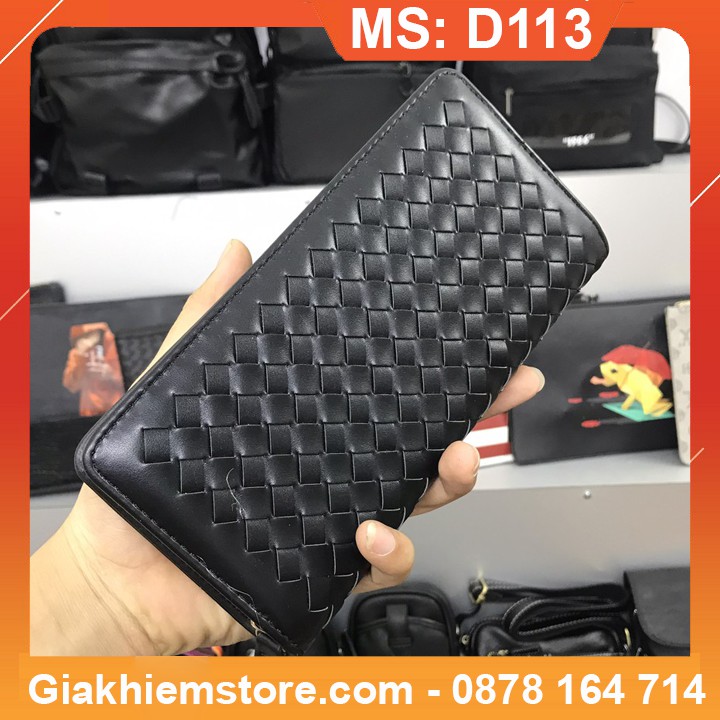 Túi Ví Cao Cấp Bằng Da Elemich [MS:D113] Màu Nâu Đen May Kẻ Caro Của Gia Khiêm Store