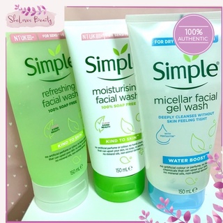 SỮA RỬA MẶT SIMPLE CÁC LOẠI CHO MỌI LOẠI DA TỪ DA NHẠY CẢM