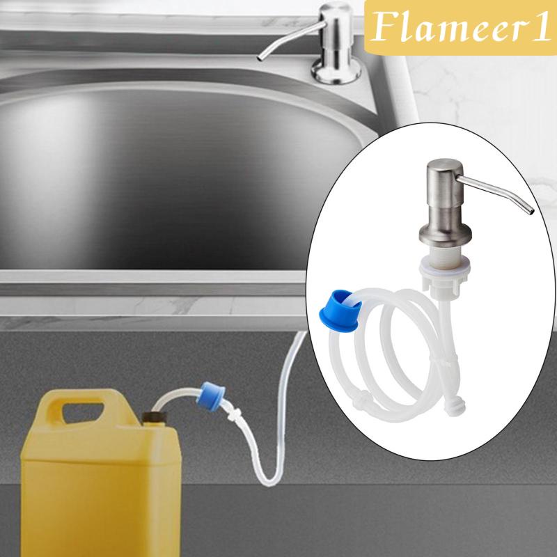 [flameer1] Đầu Bơm Xà Phòng Bồn Rửa Chén Bằng Thép Không Gỉ Với Ống Silicone Mở Rộng Màu Bạc