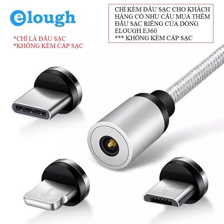 Đầu Cáp Sạc Lightning, MicroUSB, Type C Mua Rời Của Dòng Cáp Nam Châm Elough E360 Hàng Chính Hãng