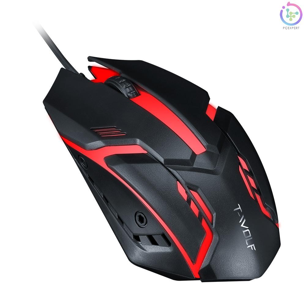 Chuột Gaming T-Wolf V1 Có Đèn Led 3 Nút 7 Màu 1200 Dpi