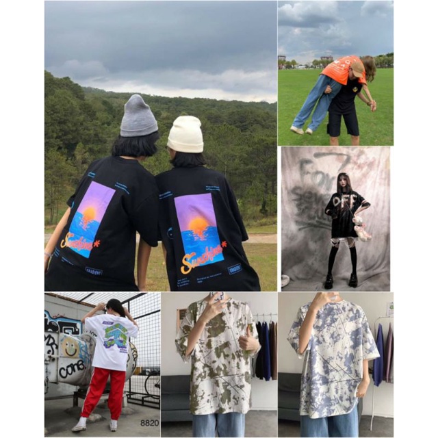 Áo Thun Unisex Tay Lỡ Form Rộng Phong Cách Hàn Quốc Freesize