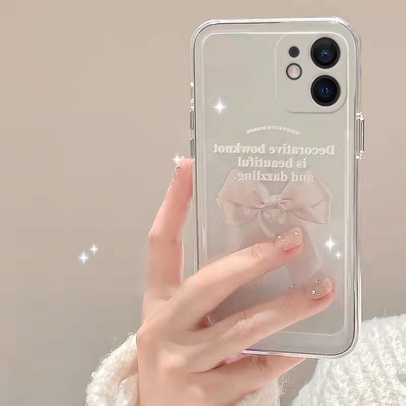 Ốp Điện Thoại Trong Suốt Chống Sốc Họa Tiết Thắt Nơ Cho iPhone 11 12 13 Pro MAX X XS MAX XR 7+ 8+ 7 8 Plus