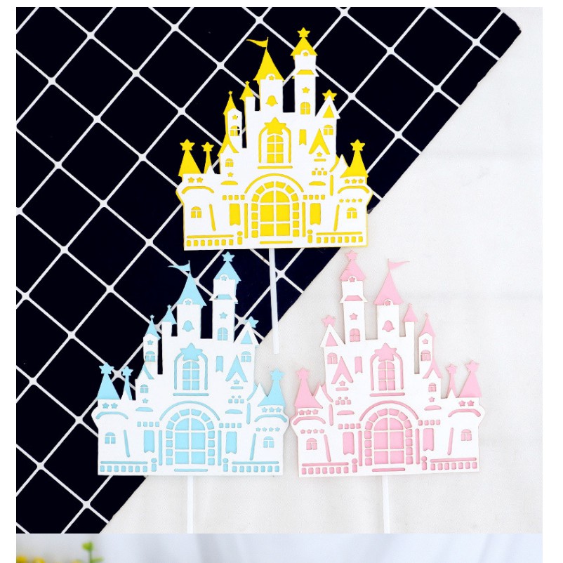 Phụ kiện trang trí bánh sinh nhật cho bé hình lâu đài