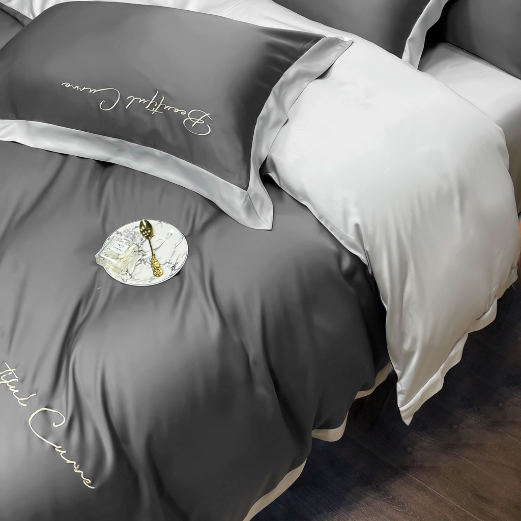 Bộ Chăn Ga Gối Lụa Tencel 120s Cao Cấp Sang Xịn Mịn Mát Gồm Chăn Drap Gối Sét 4 Món - Nhập Khẩu Chính Hãng