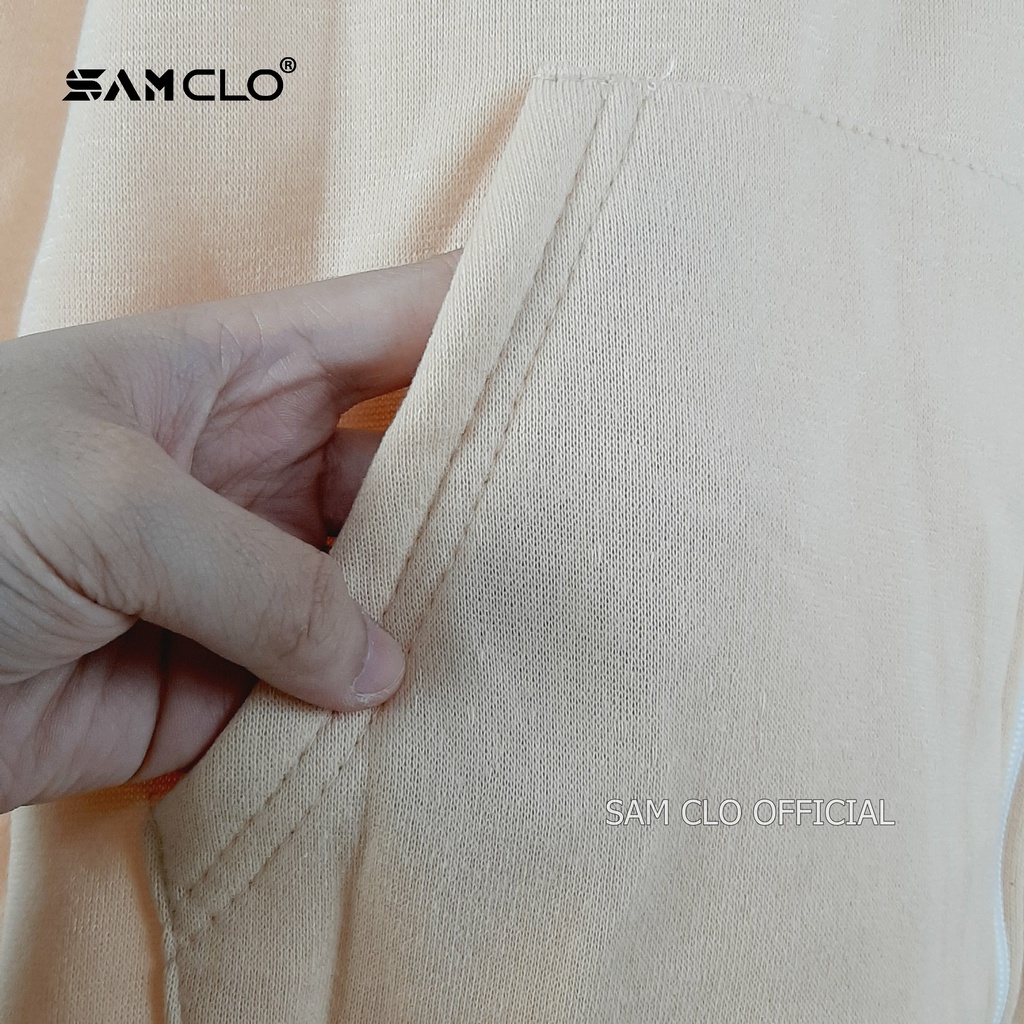 ÁO KHOÁC NỈ SAM CLO nữ freesize hoodie có khóa kéo tay dài thu đông dáng unisex THÊU chữ CHAOS