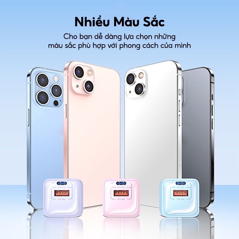 Củ Sạc Nhanh REMAX RP-U26 Siêu Nhỏ Gọn Sạc Nhanh Cổng Kép GaN PD 33W + QC 3.0 Cho iP Samsung Xiaomi Huawei Oppo