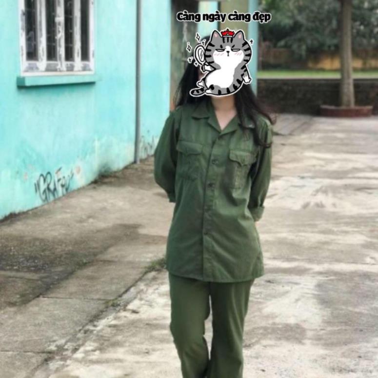 Free ship  Áo Lao Động Xanh Rêu