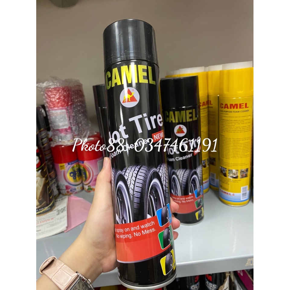 Chai dưỡng bóng lốp xe ô tô Hot Tire camel 650ml