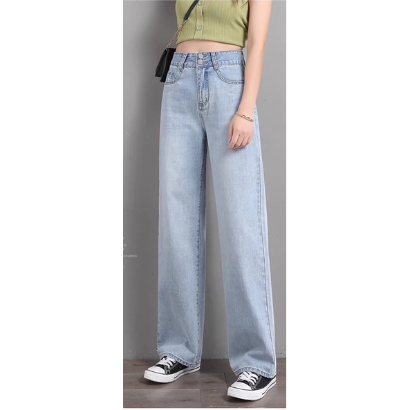 Quần jean bò ống rộng quần jean bò ống suông jeans nữ cạp cao hot 2022 SKShop22 | BigBuy360 - bigbuy360.vn