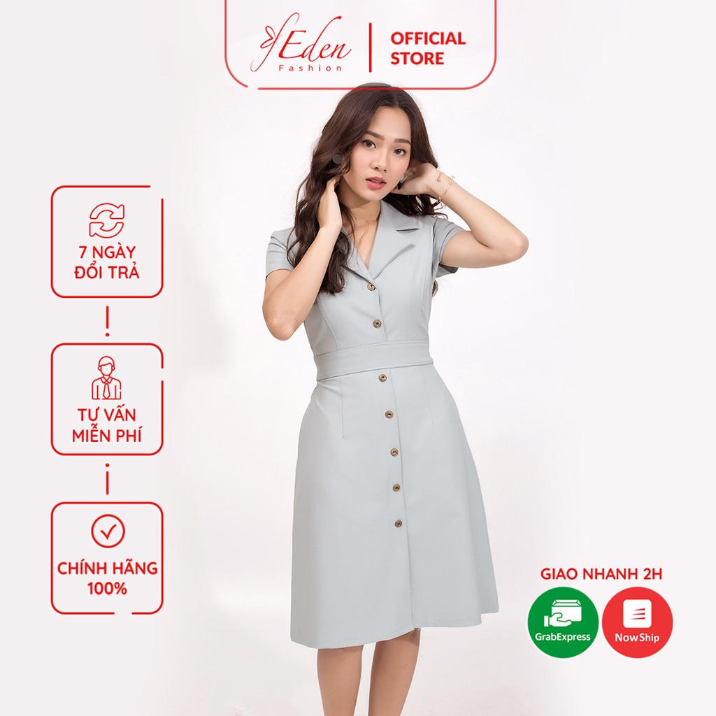 Đầm nữ công sở thời trang Eden cổ danton chất vải thoáng mát thoải mái che khuyết điểm tốt - D370