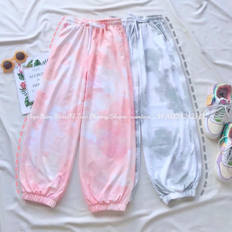 Quần Jogger Loang Màu Ống Rộng Bo gấu Unisex Nam Nữ - Quần Tie Dye