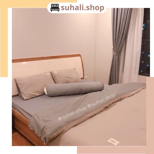 Bộ chăn ga gối Cotton TC Suhali Shop mềm mại, thấm hút tốt, đủ size, free bo chun ga giường