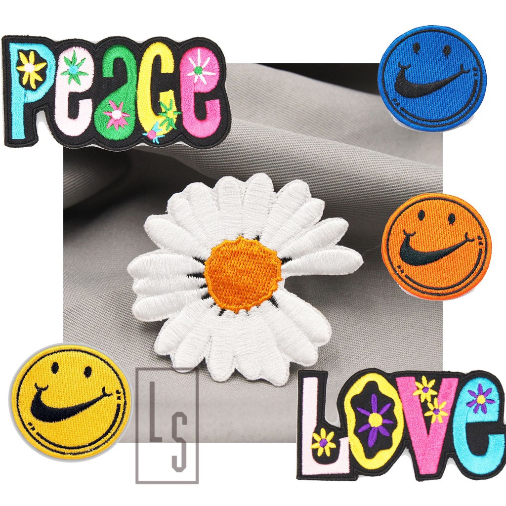 Miếng dán ủi quần áo sticker patches hoa cúc peaceminusone GD