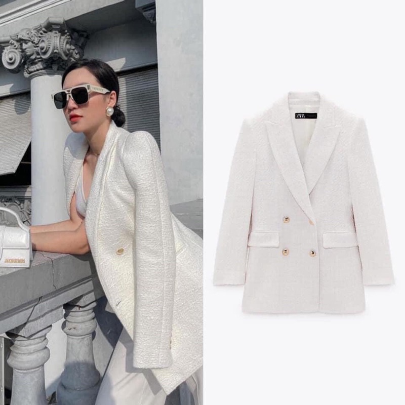 Áo blazer dạ cúc đồng