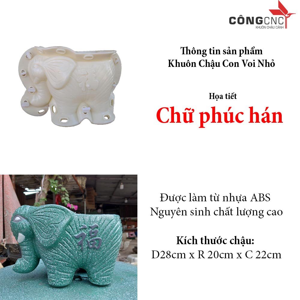 Khuôn Chậu Cảnh Mini, Khuôn Chậu Con Voi Nhỏ