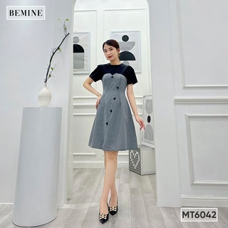 Đầm cổ phối đính nút bemine mt6042