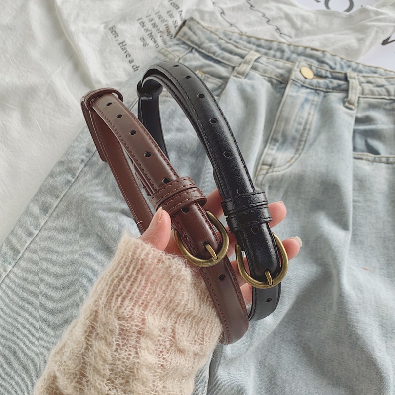 Thắt Lưng Da PU Mỏng Phong Cách retro Thời Trang Mùa Hè