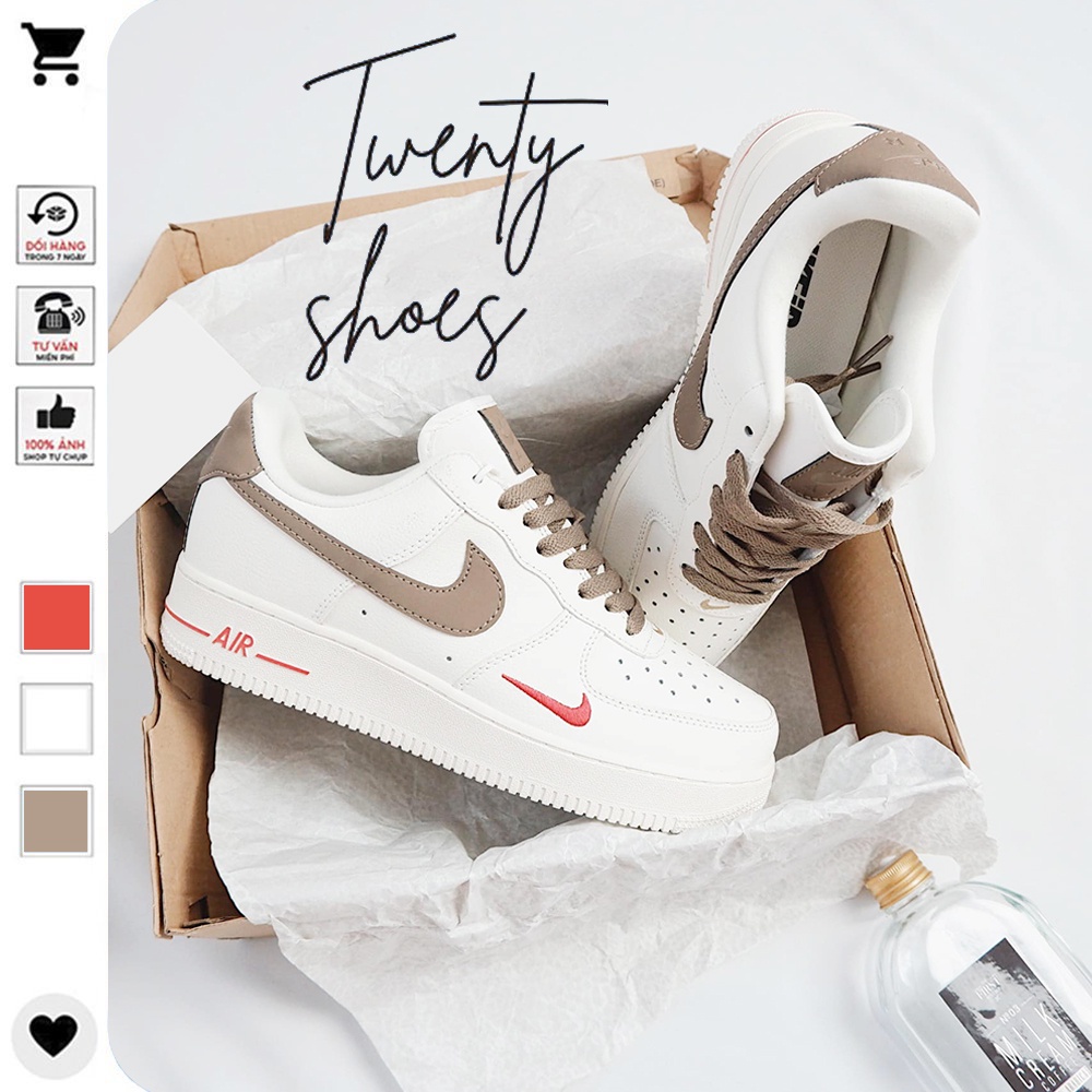 Giày_Nike Air Force 1, Giày AF1 Thể Thao Nâu Vệt Đỏ Thời Trang Hàng Đẹp Full Box Tặng Kèm Phụ Kiện
