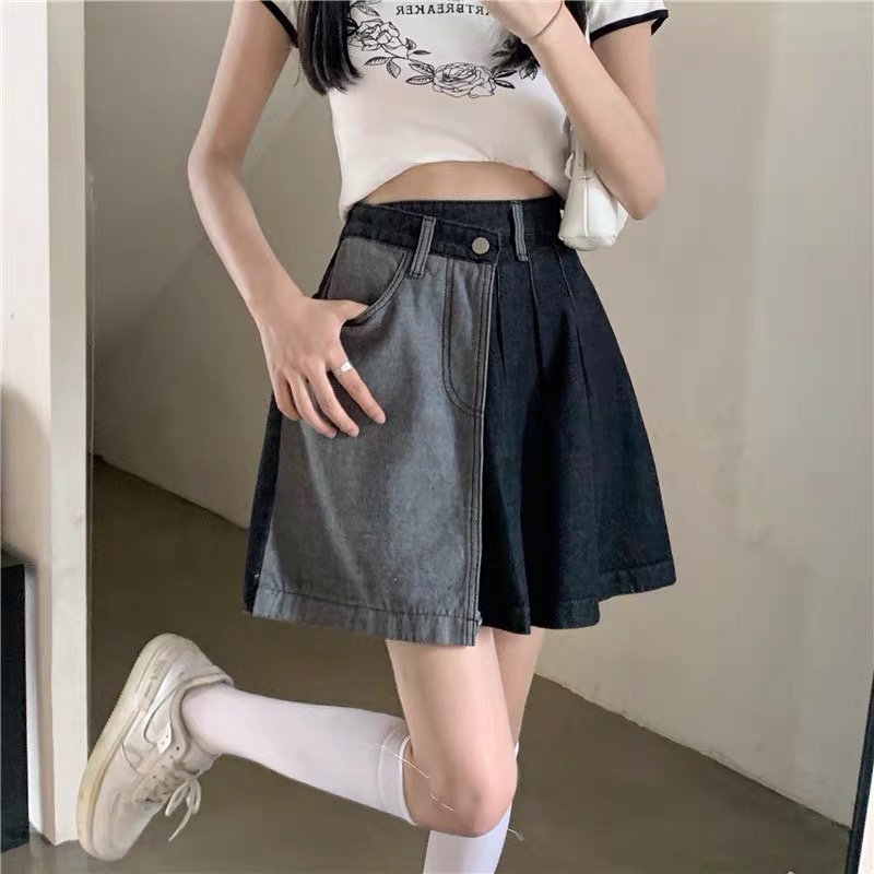 Chân Váy Jeans Lưng Cao Thời Trang Hàn Quốc