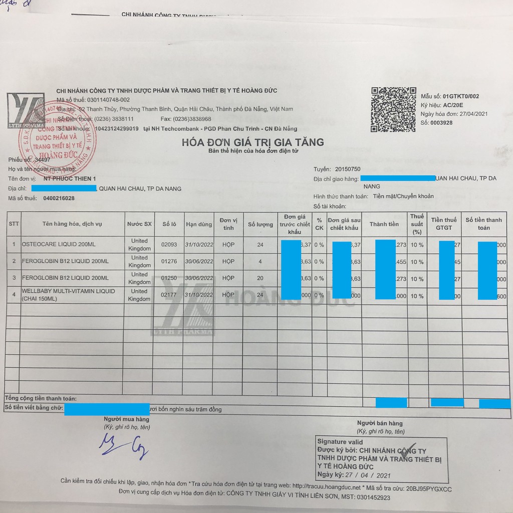 Siro Canxi d3 dạng nước giúp bổ xương, tăng chiều cao cho bé Osteocare Liquid Original Syrup 200ml