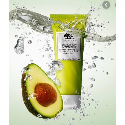 Mặt nạ ngủ bơ Origins Drink Up Intensive Overnight Hydrating mask with Avocado & Swiss Glacier Water 15ml