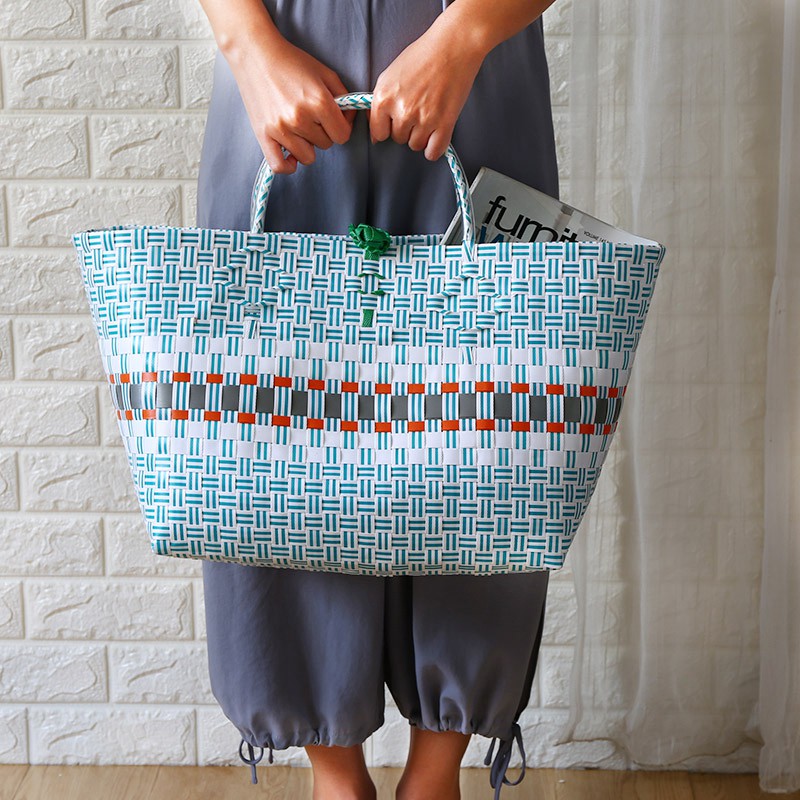 Giỏ đựng đồ đan phối màu đa năng BAMBOOO ECO tự tin đi chợ không dùng túi nylon