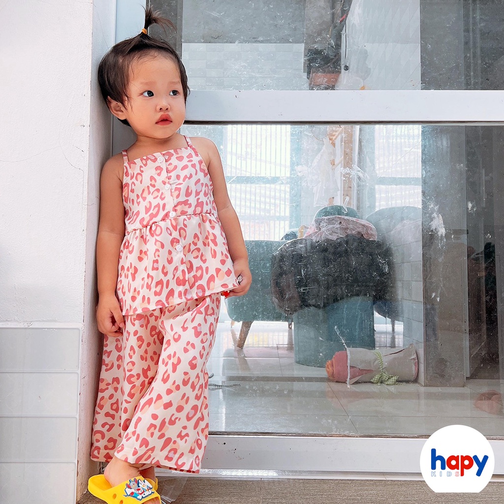 Pijama cho bé gái hapykids, chất liệu lụa ngọc trai cao cấp không nhăn B22.20