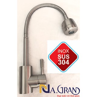Vòi Rửa Chén Bát Nóng Lạnh INOX 304 Cần Bẻ Lò Xò Sử Dụng cho 2 Hộc Chậu N 4025
