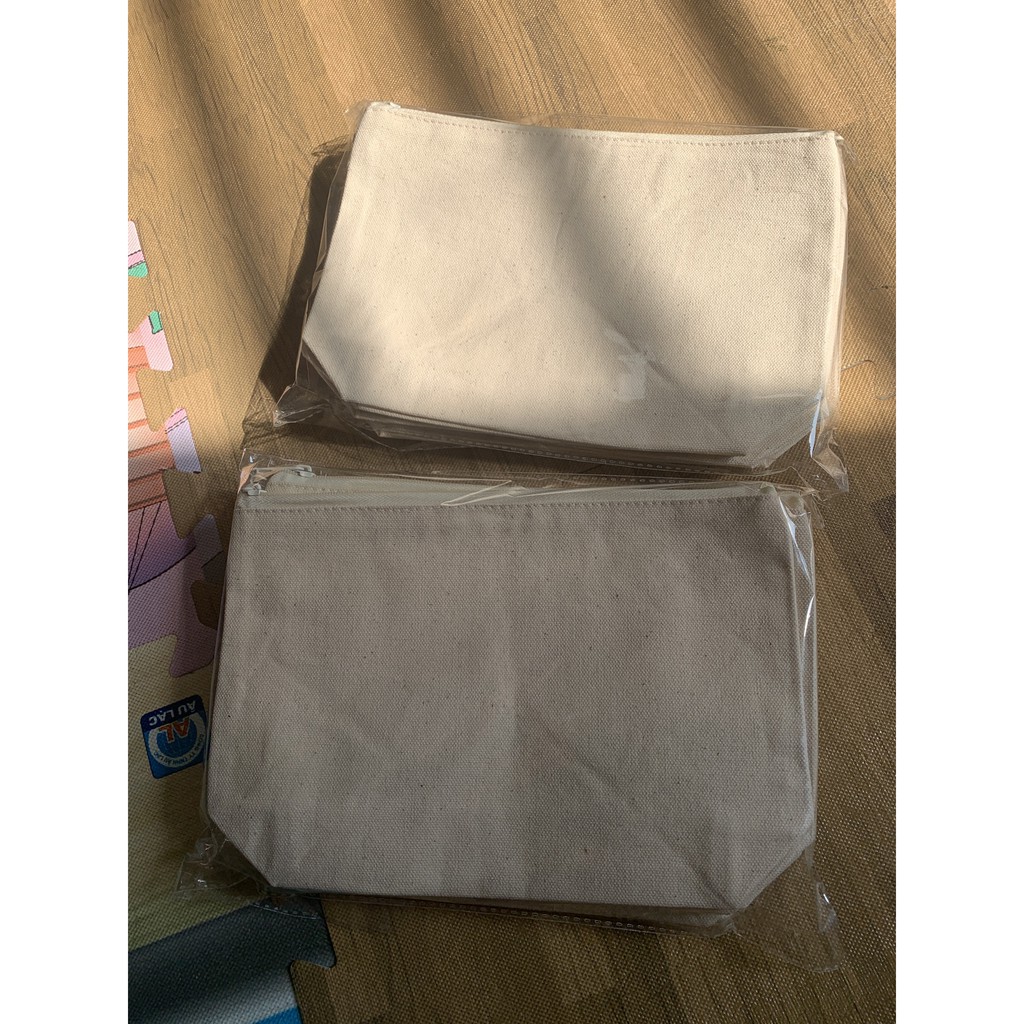Ví Vải Canvas Trơn Màu Mộc/Đen Có Khóa Kéo Đơn Giản, Bền Chắc - Hàng Xuất Khẩu