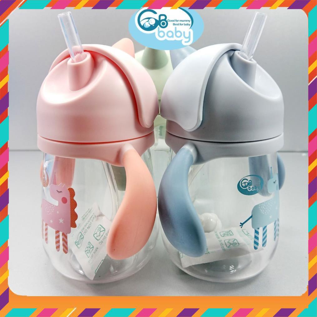 Bình tập uống nước cho bé có ống hút chống sặc Tritan cao cấp GB-Baby 240 ml Gbbaby (hình kì lân)