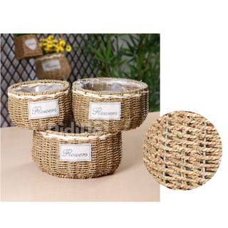 Giỏ cói cắm hoa để bàn D17xH14cm