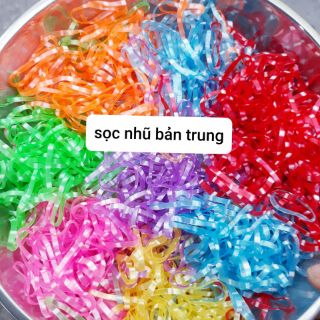 Túi zip 100g Thun cột tóc sọc nhũ màu cở to/cở trung