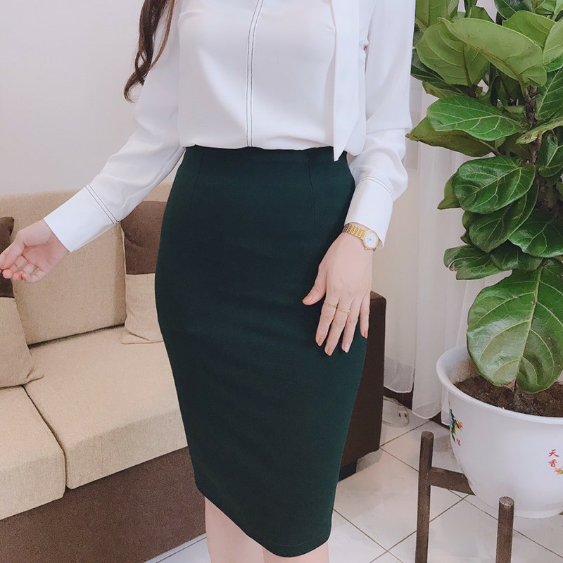 [Mã FASHIONT4WA2 giảm 10K đơn 50K] chân váy bút chì dáng dài chất cát hàn