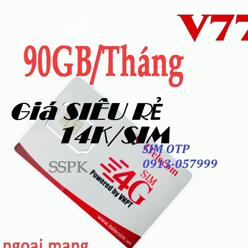 Sim Itelecom V77 gọi nội ngoại mạng chỉ 690đ/ phút, FREE 3GB/ ngày, Sim giá rẻ