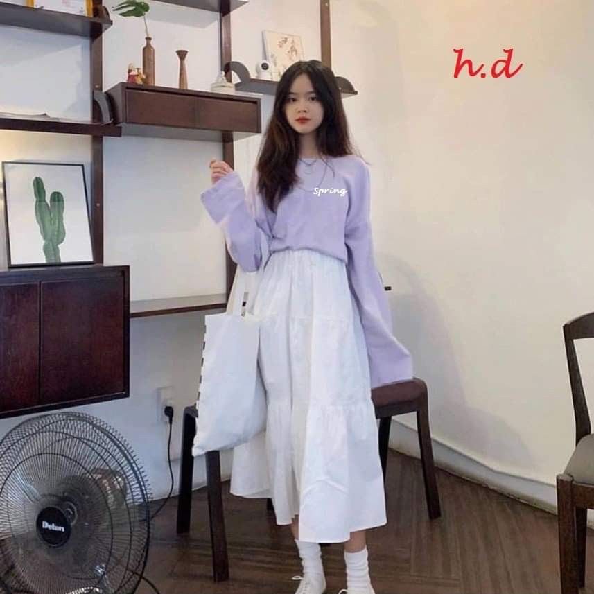 Sét áo thun Spring + chân váy 3 tầng HDA0920