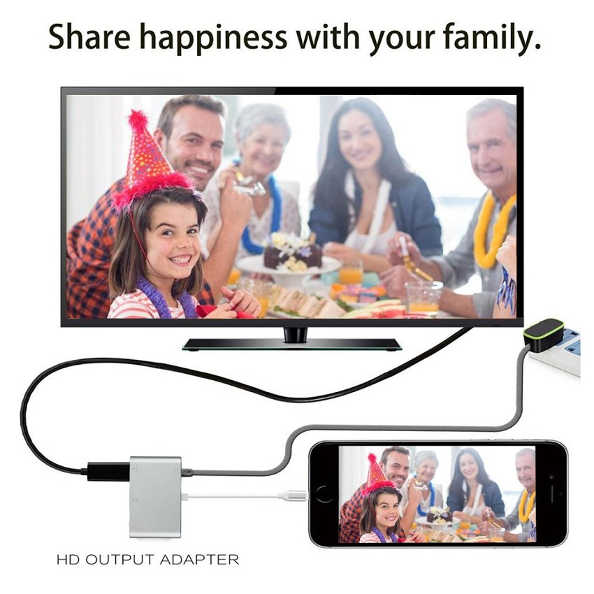 Adapter Lightning to HDMI+VGA-Audio for Iphone, Ipad