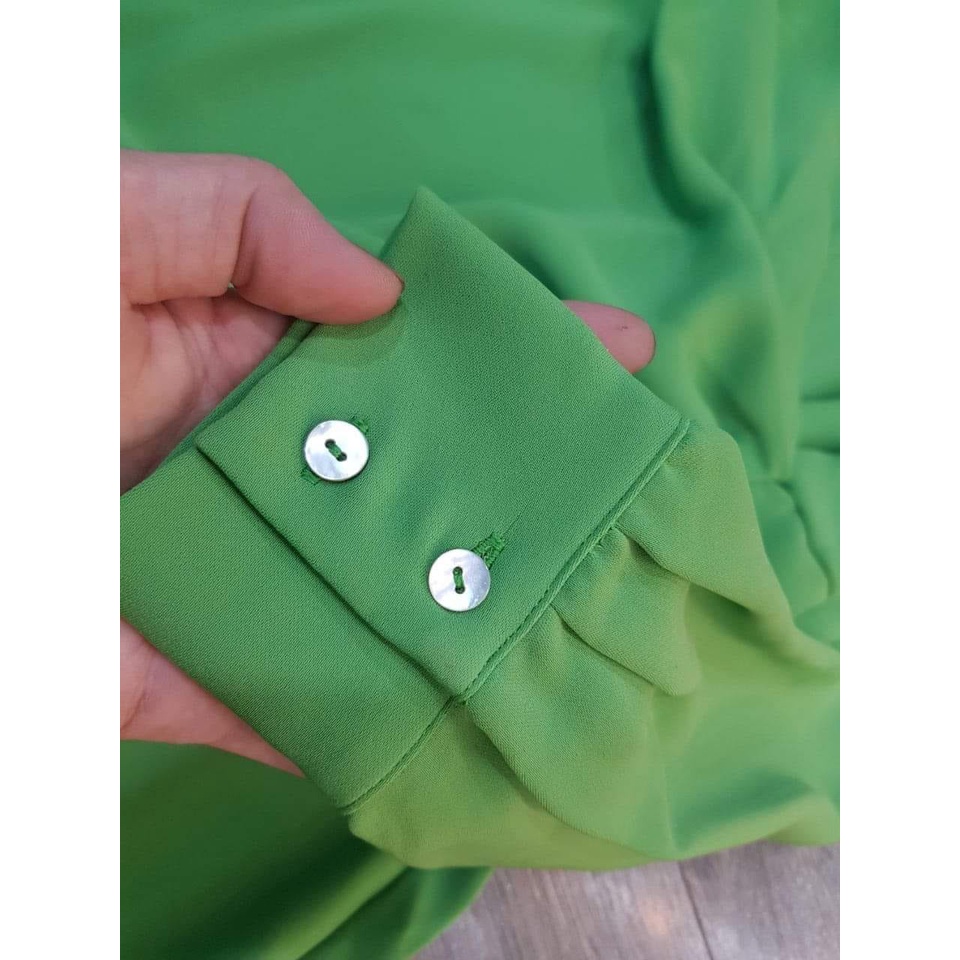 Váy MNG nhún eo màu xanh lá vải dư mềm mát