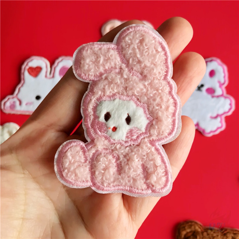 1 miếng dán ủi quần áo hình gấu/thỏ/thỏ/thỏ hoạt hình dễ thương DIY