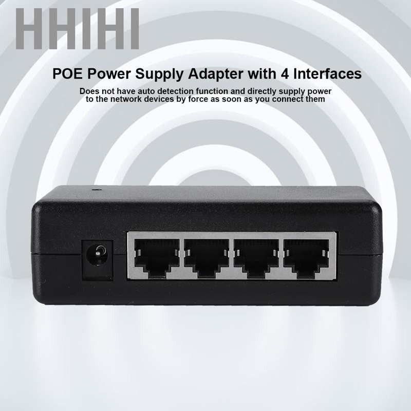 Hhihihi 4 cổng PoE Power Adapte r RJ45 Ethernet Supply Injector 12V 48V cho máy ảnh